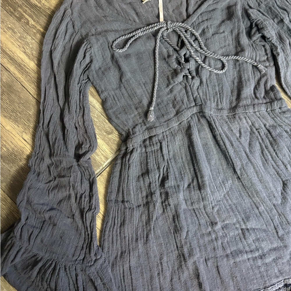 Jen’s Pirate Booty Free People Cotton Boho Mini Dress Bell Sleeves Festival XS